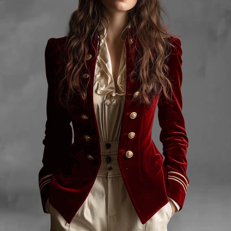 Velvet Blazer Vintage - Vintage fino ajuste veludo terno jaqueta