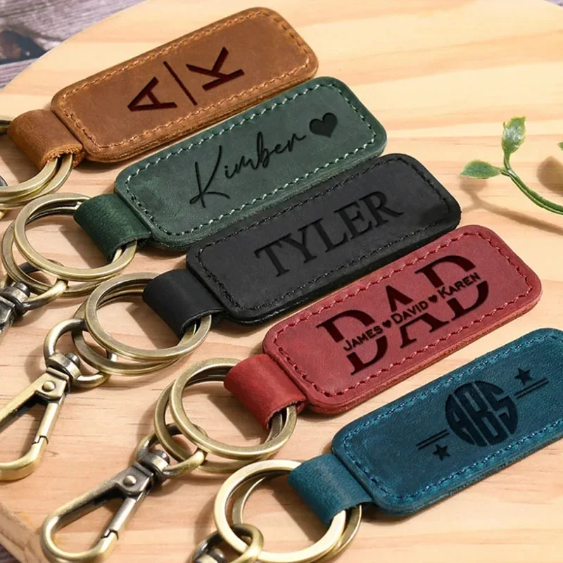 Vintage Fashion Rings - Chaveiro de couro com logotipo personalizado