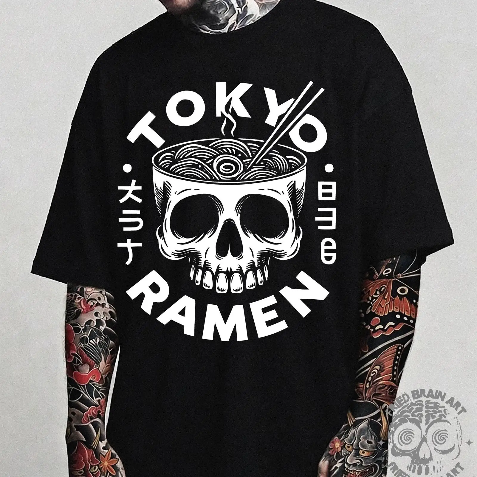Vintage Fashion In Tokyo - Camiseta Tokyo Skull Ramen para amantes