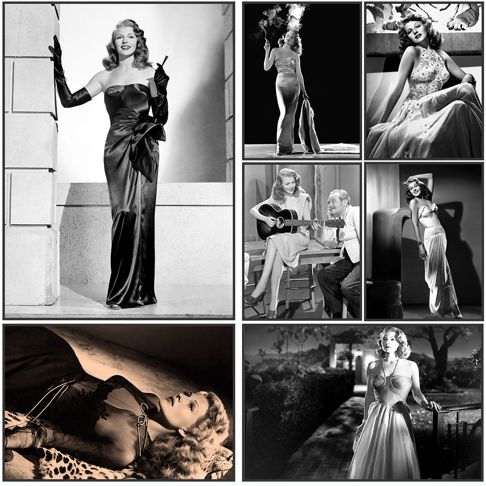 Vintage Fashion Illustration - Pôster de Rita Hayworth, preto e