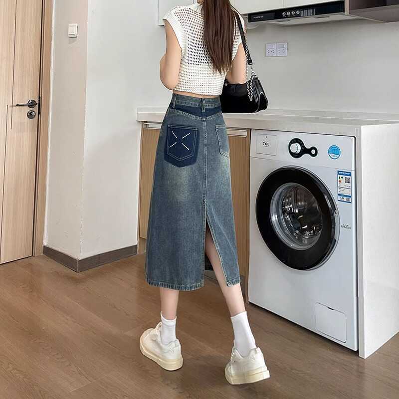 Denim Skirt Midi Vintage - Saia Jeans Feminina Nova Coleção Primavera