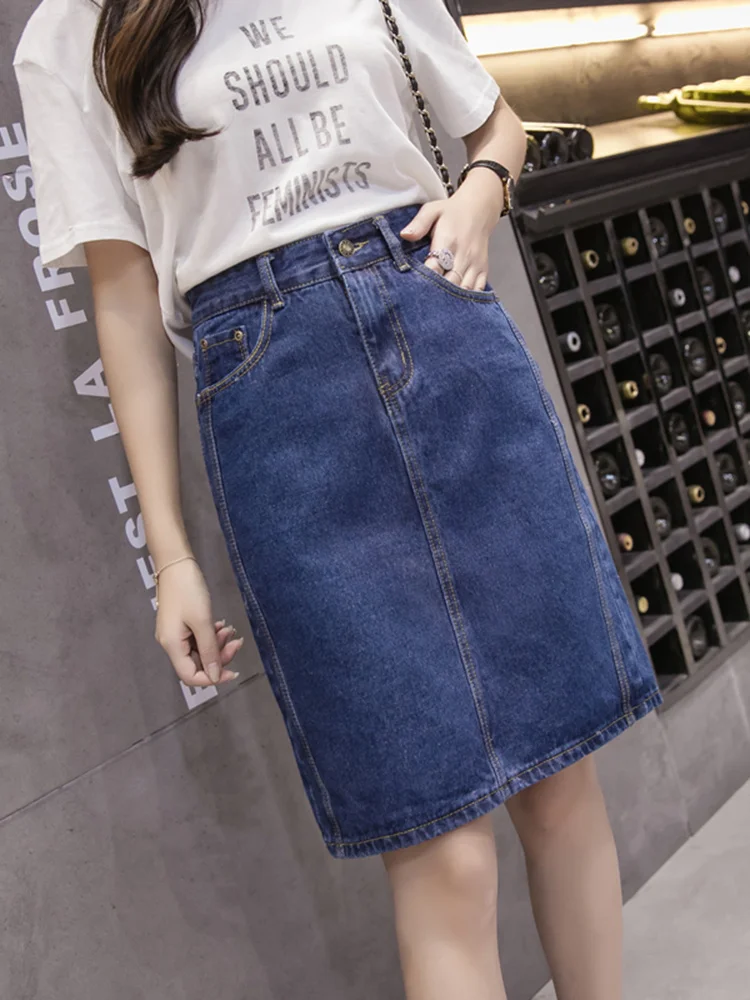 Coreano solto feminino denim m - Denim Skirt Midi Vintage avaliação e preço