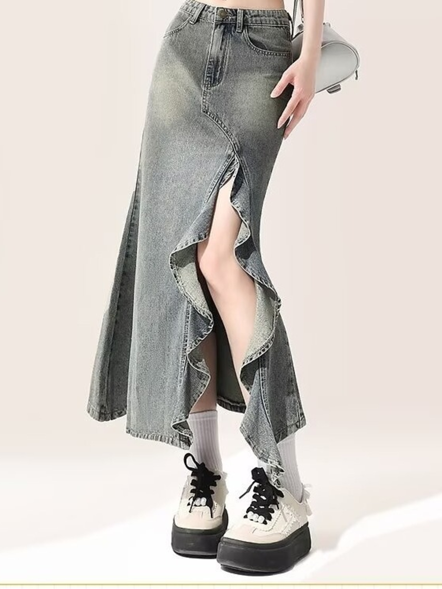 Saia Maxi Vintage em Denim Lav - Denim Skirt Midi Vintage avaliação e preço