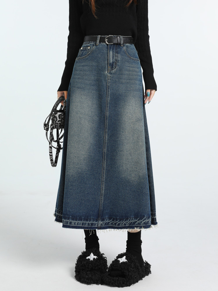 Cintura alta vintage a linha j - Denim Skirt Midi Vintage avaliação e preço