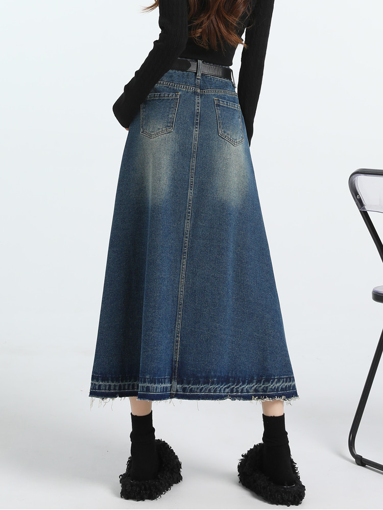 Cintura alta vintage a linha j - Denim Skirt Midi Vintage avaliação e preço