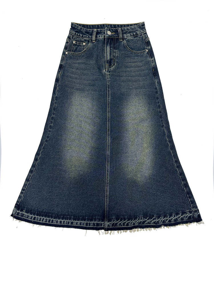 Cintura alta vintage a linha j - Denim Skirt Midi Vintage avaliação e preço