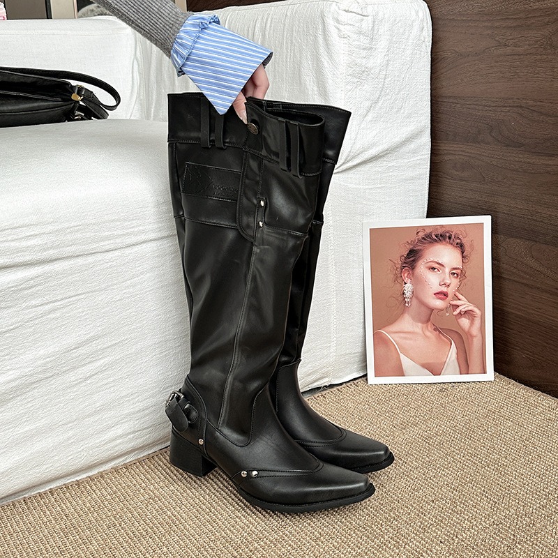 Botas femininas vintage joelho - Vintage Fashion Aesthetic avaliação e preço