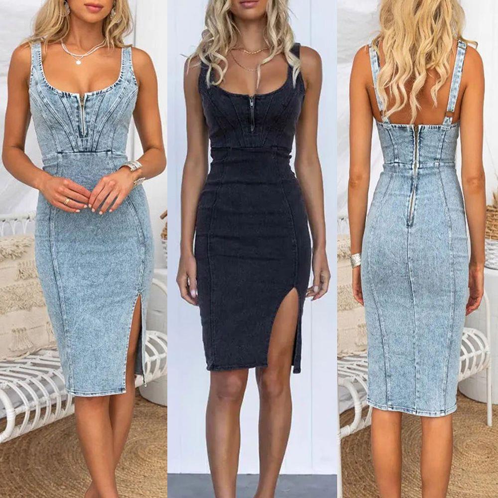 Vestido Jeans Vintage 2023 com - Denim Skirt Midi Vintage avaliação e preço