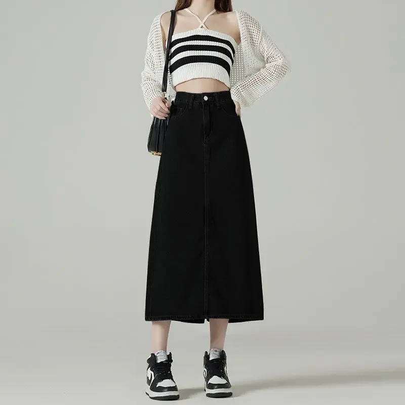 Saias jeans femininas midi bac - Denim Skirt Midi Vintage avaliação e preço