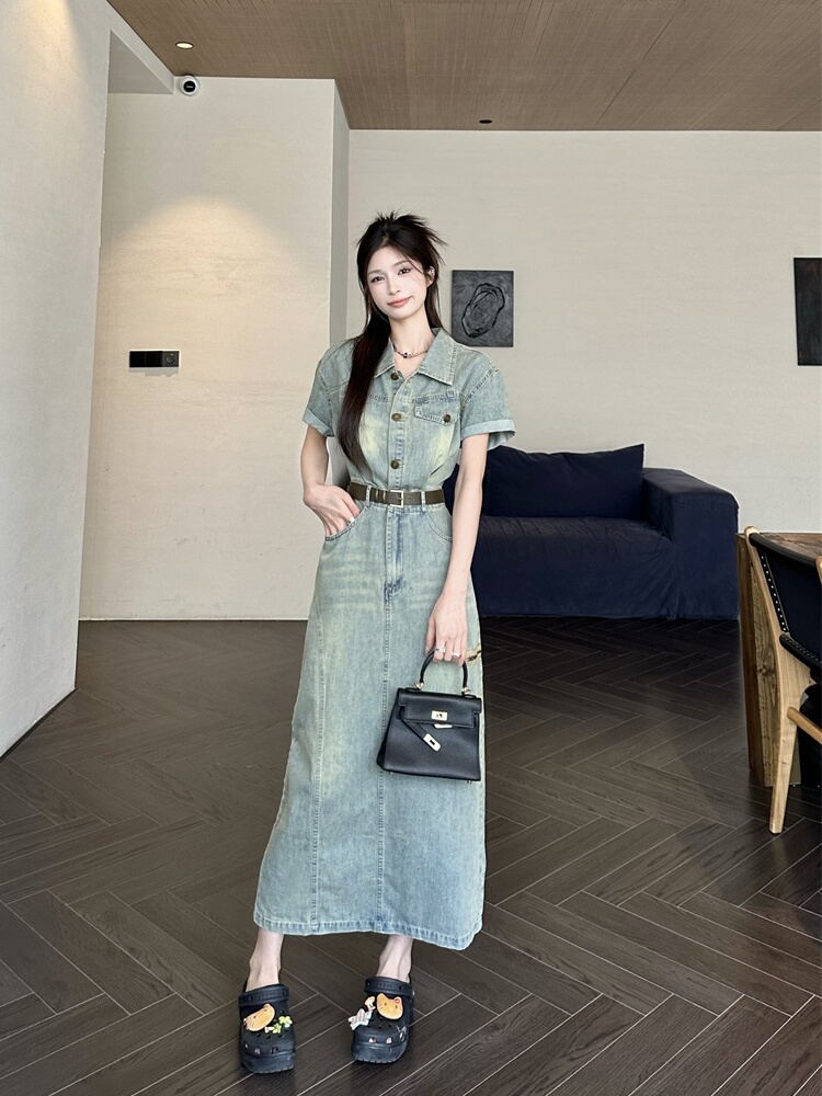 Vestido Jeans Vintage Estilo A - Denim Skirt Midi Vintage avaliação e preço