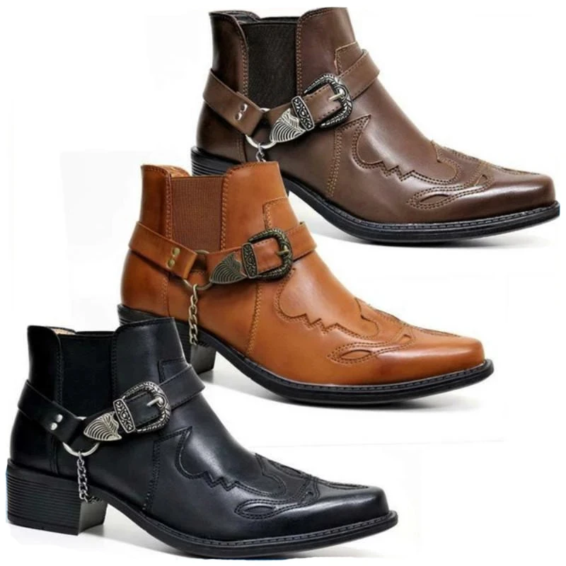 Botas Masculinas de Couro Vint - Vintage Fashion Aesthetic avaliação e preço