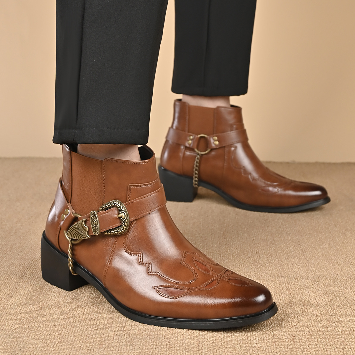 Botas Masculinas de Couro Vint - Vintage Fashion Aesthetic avaliação e preço