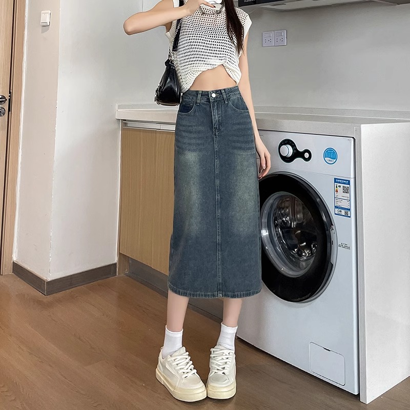 Saia Jeans Feminina Nova Coleç - Denim Skirt Midi Vintage avaliação e preço