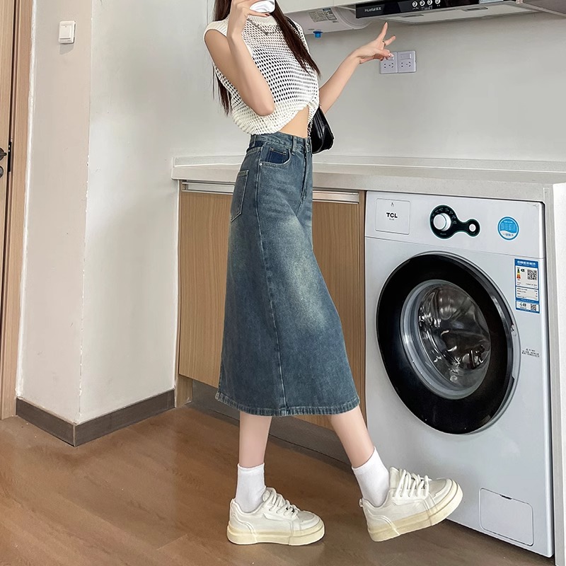 Saia Jeans Feminina Nova Coleç - Denim Skirt Midi Vintage avaliação e preço