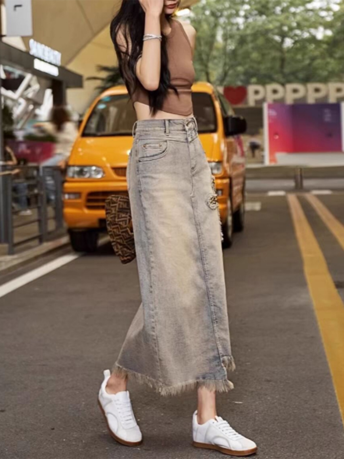Saia Midi Jeans Feminina de Ci - Denim Skirt Midi Vintage avaliação e preço